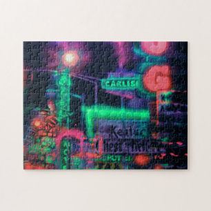 Quebra-cabeça Abstrato Purple Green Neon Lights Medley