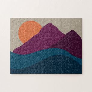 Quebra-cabeça Abstrato Queda Autumn Mountain Landscape Sunset