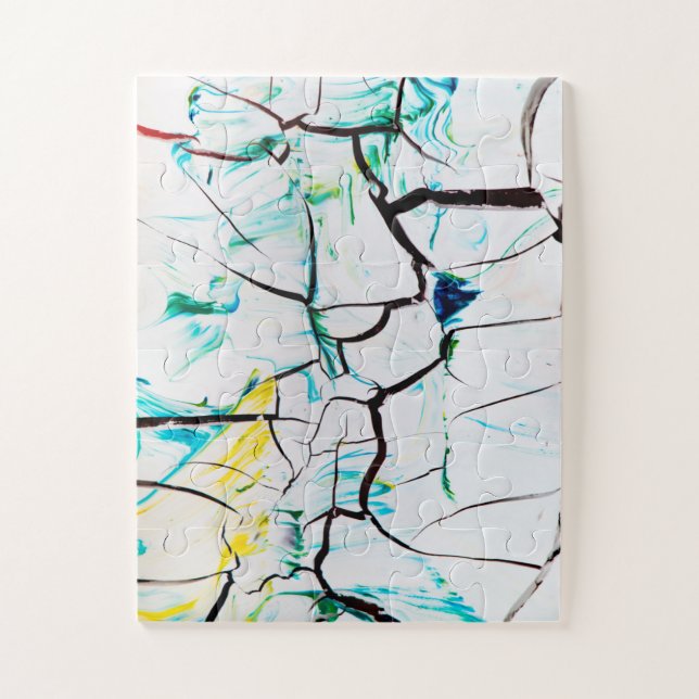 Quebra-cabeça Abstrato racha em azul verde amarelo (Vertical)