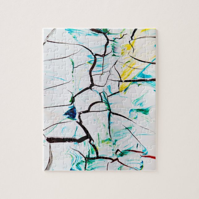 Quebra-cabeça Abstrato rachado em azul amarelo verde (Vertical)