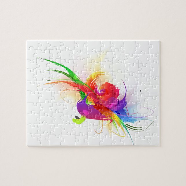 Quebra-cabeça Abstrato Rainbow Lorikeet Paint Splatters (Horizontal)