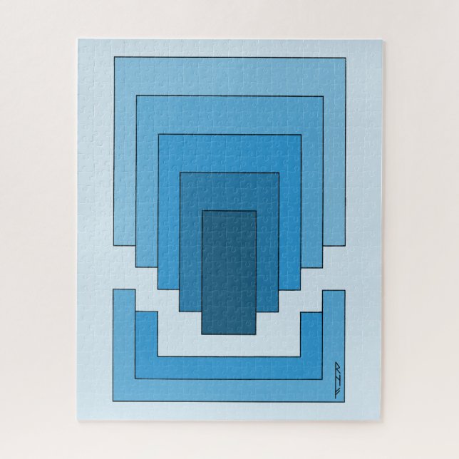 Quebra-cabeça Abstrato retangular em azul (Vertical)
