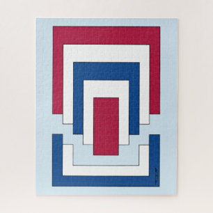 Quebra-cabeça Abstrato retângulo em vermelho, branco e azul