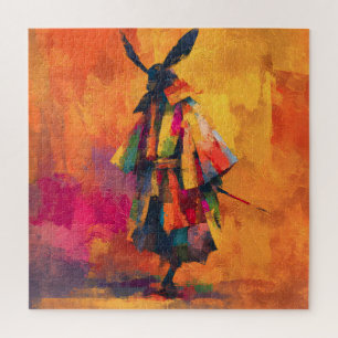 Quebra-cabeça Abstrato Samurai Warrior Silhouette