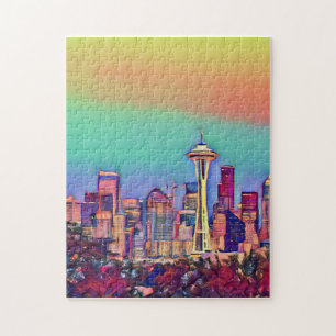 Quebra-cabeça Abstrato Seattle Skyline