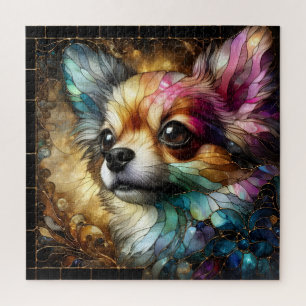 Quebra-cabeça Abstrato vibrante para cães chihuahua de vidro ret
