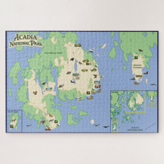 Quebra-cabeça Acadia National Park Illustrated Map Puzzle