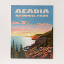 Acadia National Park Maine Coast Retro