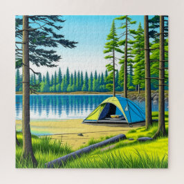 Quebra-cabeça Acampamento de tenda na floresta
