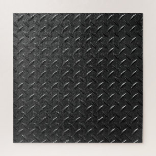 Quebra-cabeça Aço preto, textura metálica ondulada.