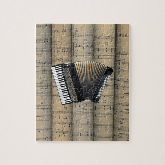 Quebra-cabeça Acordeão ~ Rolled Sheet Music Background ~ Music (Vertical)