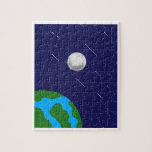 Quebra-cabeça acrílico do planeta e da lua do espa