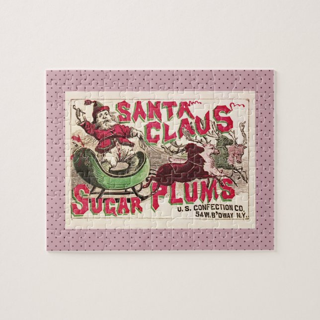 Quebra-cabeça Açúcar Ameixas Papai Noel Antigo Anúncio de Doces  (Horizontal)