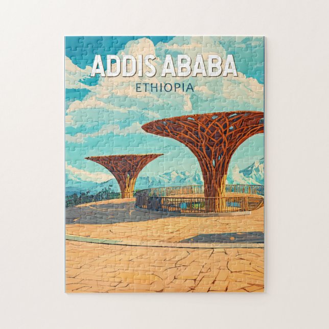 Quebra-cabeça Addis Abeba Etiópia Viagem Arte Vintage (Vertical)