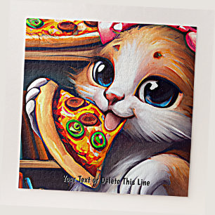 Quebra-cabeça Adicionar Texto de Nome, Pizza Engraçada De Comida