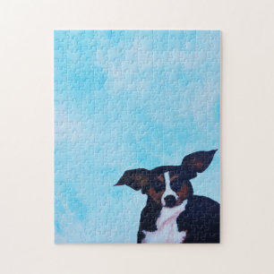 Quebra-cabeça Adicione Sua Mensagem, Céu Azul, Cachorro De Orelh