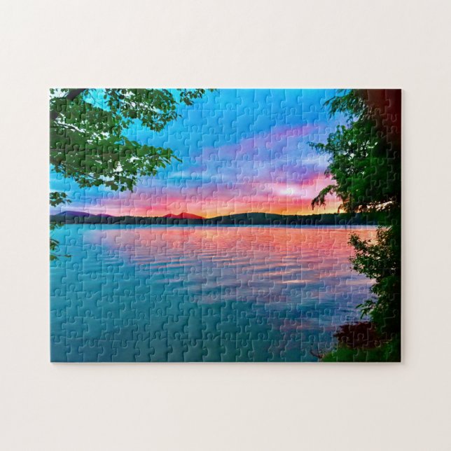 Quebra-cabeça Adirondack pôr do sol no lago (Horizontal)