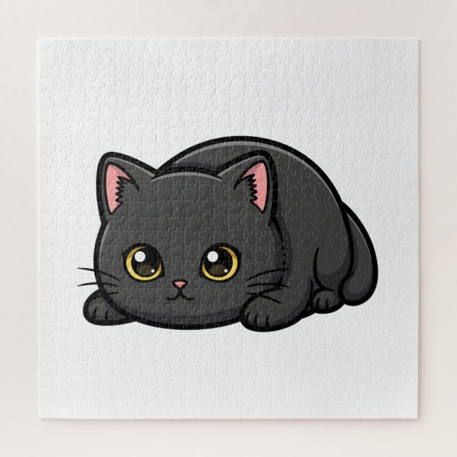 Quebra-cabeça Adorable Black Cat Cute Illustration (Vertical)