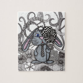 Quebra-cabeça Adorável Coelho Desenhado à Mão Zen Doodle Quebra-