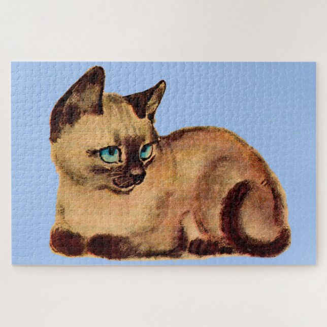 Quebra-cabeça adorável gatinho siamês (Horizontal)