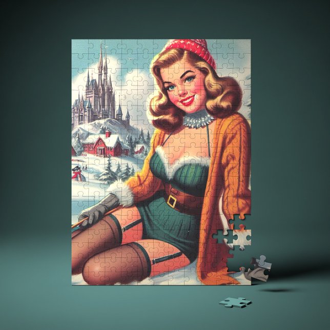 Quebra-cabeça Adorável Pin-up Retro de Inverno (Criador carregado)