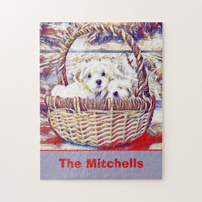 Quebra-cabeça Adorável Puppy Lover Maltês (Vertical)