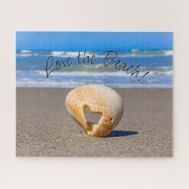 Quebra-cabeça Adorei a praia! Love Shell em Sand na Praia