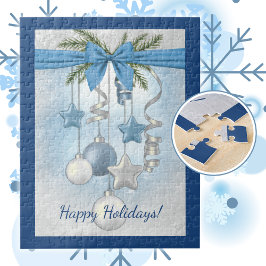 Quebra-cabeça Adornos Múltiplos Blue Christmas 11"x14"