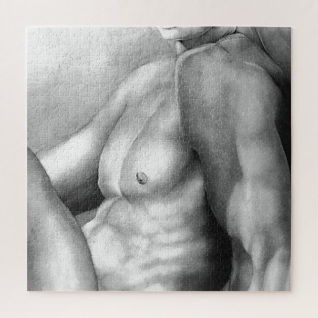 Quebra-cabeça Adulto Macho Nu Refinado, Arte Extraída À Mão, (Vertical)