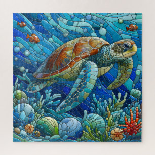 Quebra-cabeça Adulto Único Vibrante Da Tartaruga Do Mar Mosaico