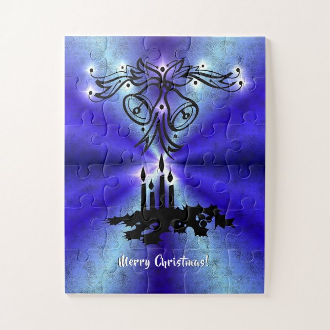 Quebra-cabeça Advento, Artdeco de Natal no Arco Verde Azul (Vertical)