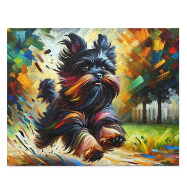 Quebra-cabeça Affenpinscher: Belge Monkey Terrier  (Whimsical Belge Affenpinscher Acrylic Style Art Print)