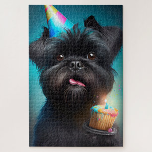 Quebra-cabeça Affenpinscher comemorando o bolo de Balões de Aniv