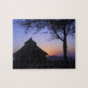Quebra-cabeça África, Etiópia, região do rio Omo, Pôr do sol sob