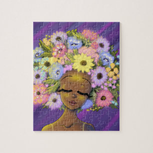 Quebra-cabeça African American Woman with Glowing Flowery Afro