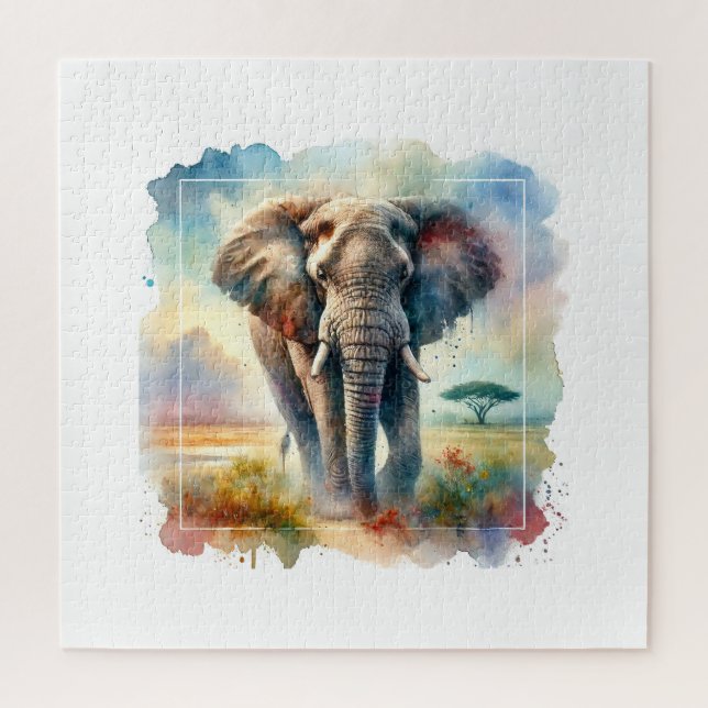 Quebra-cabeça African Savanna Elephant 140724AREF113 - Watercolo (Vertical)