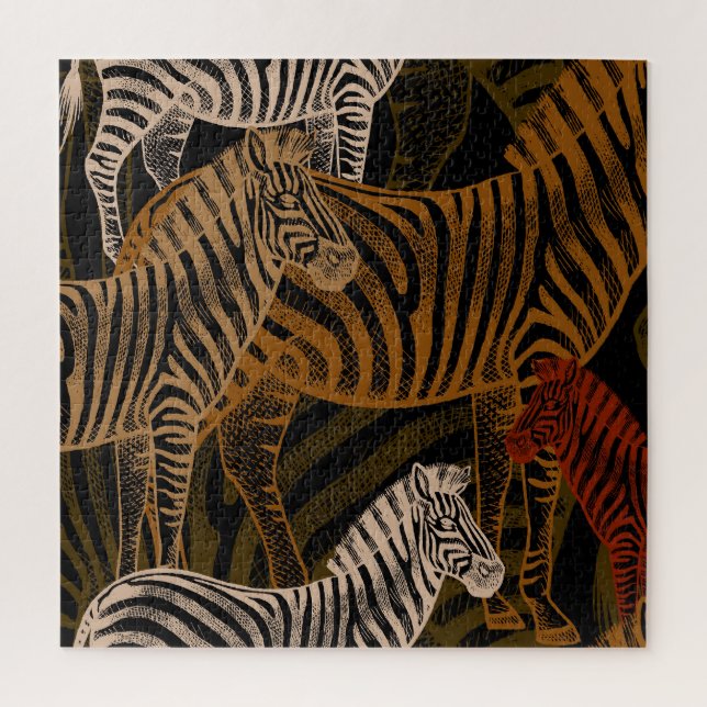 Quebra-cabeça Afro Safari: Design Zebra Vintage (Vertical)
