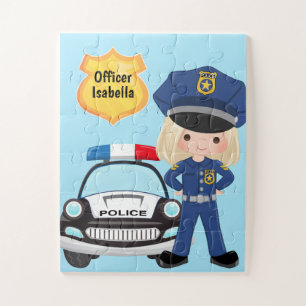 Quebra-cabeça Agente de Polícia Personalizado e Carro de Patrulh