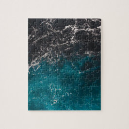 Quebra-cabeça Água do mar azul preta ombre ondulada espumosa