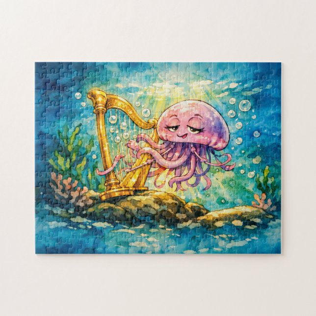 Quebra-cabeça Água-viva tocando harpa desenho animado   (Horizontal)