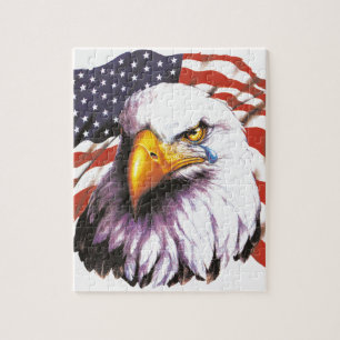 Quebra-cabeça Águia americana com um rasgo - bandeira dos EUA n