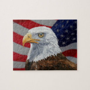 Quebra-cabeça Águia americana e bandeira americanas