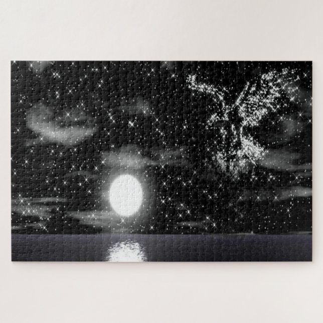 Quebra-cabeça Águia feita das estrelas à noite (Horizontal)