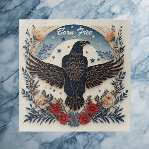 Quebra-cabeça Águia Preta Patriótica Americana Vintage Marfim Ma