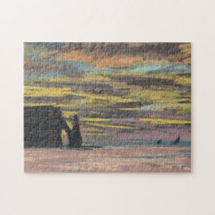 Quebra-cabeça Aiguille & Porte d’Aval Etretat Sunset Monet Fin