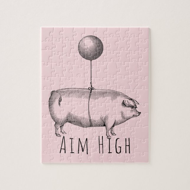 Quebra-cabeça Aim High Cute Pig and Balloon Inspirational (Vertical)