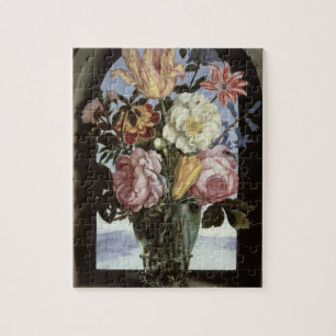Quebra-cabeça Ainda vida das flores em um vidro de bebendo