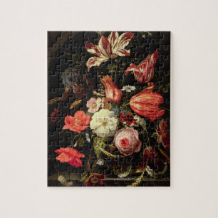 Quebra-cabeça Ainda vida das flores em uma borda