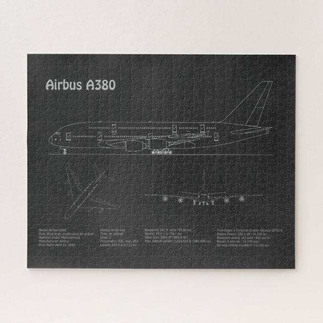 Quebra-cabeça Airbus a380 - Planos de desenho de avião em projet (Horizontal)