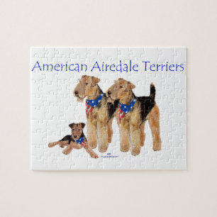 Quebra-cabeça Airedale Terriers Bandeira Americana
